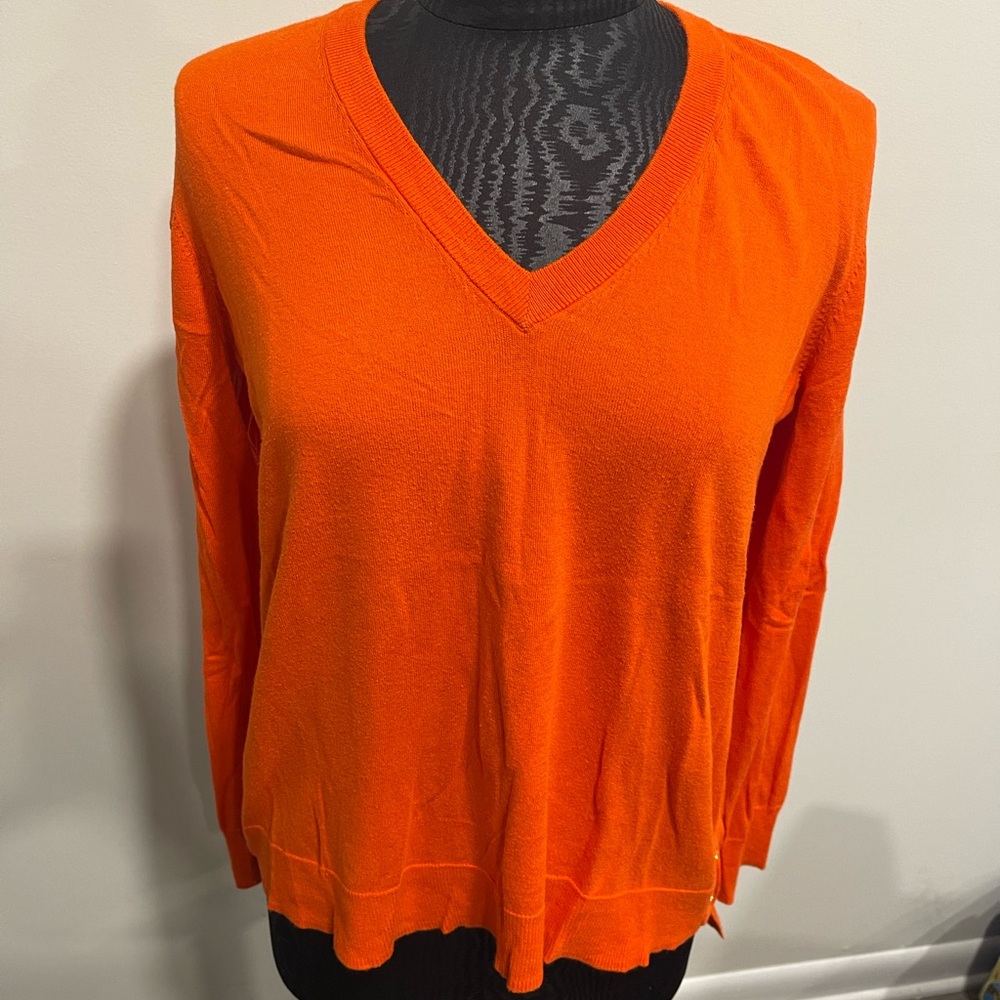Like New Women's Orange Michael Kors V-Neck Sweater Size XL